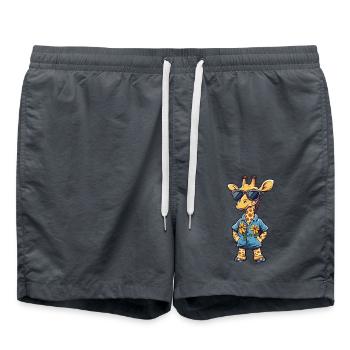Girafe Été Drôle - Short de bain - charbon - Devant - AI Model Male 185 light (185cm)