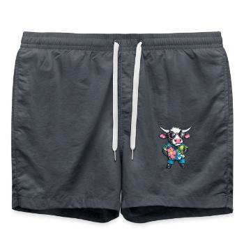 Kuh Comic Urlaub - Badeshorts - Anthrazit - Vorne - AI Model Male 185 light (185cm)
