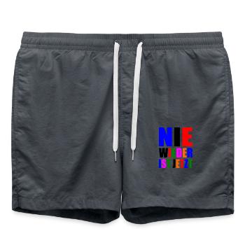 Nie wieder ist jetzt - Badeshorts - Anthrazit - Vorne - AI Model Male 185 light (185cm)