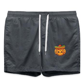 La citrouille Kawaii rencontre le tacos et la tomate - Short de bain - charbon - Devant - AI Model Male 185 light (185cm)