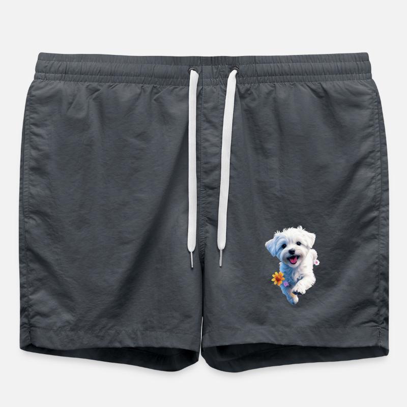 Maltesischer Welpe springt - 2 - 🐾 - Badeshorts - Anthrazit