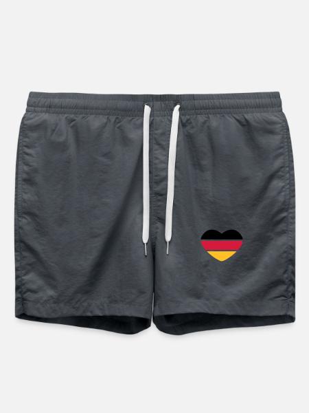 Heart 3colored - Black Red Gold - Germany - Swim Trunks - anthracite