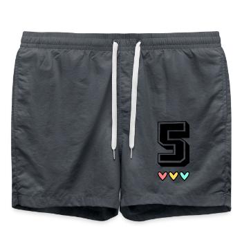 5 YEARS. 5th ANNIVERSARY. BIRTHDAY 5 YEARS. 5 - Swim Trunks - anthracite - Front - AI Model Male 185 light (185cm)