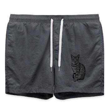 Katze Kätzchen Tigerkatze Katzenshirt Geschenk - Badeshorts - Anthrazit - Vorne - AI Model Male 185 light (185cm)