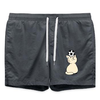 Ball Spielende Katze Balanciert Fußball Kopf Spaß - Badeshorts - Anthrazit - Vorne - AI Model Male 185 light (185cm)