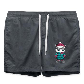 Alpaca Llama Winter - Swim Trunks - anthracite - Front - AI Model Male 185 light (185cm)