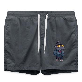 Nilpferd Winter Comic - Badeshorts - Anthrazit - Vorne - AI Model Male 185 light (185cm)