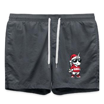 Licorne Noël Bande dessinée Cool - Short de bain - charbon - Devant - AI Model Male 185 light (185cm)