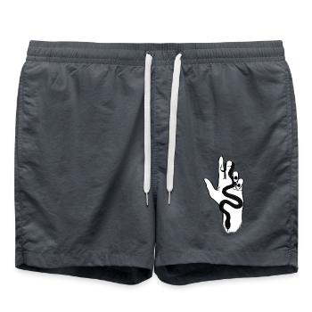 Eine schwarze Schlange in der Hand - Badeshorts - Anthrazit - Vorne - AI Model Male 185 light (185cm)