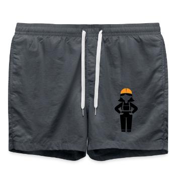 Construction Worker Woman - Swim Trunks - anthracite - Front - AI Model Male 185 light (185cm)