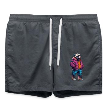 Bear Funny Winter - Swim Trunks - anthracite - Front - AI Model Male 185 light (185cm)