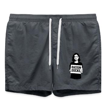 Racism Sucks Rassismus - Swim Trunks - anthracite - Front - AI Model Male 185 light (185cm)