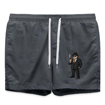 Gangster chef de la mafia - Short de bain - charbon - Devant - AI Model Male 185 light (185cm)