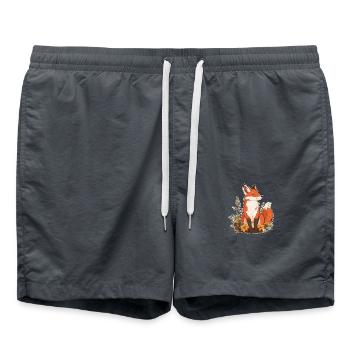 Fuchs mit Blumen - Badeshorts - Anthrazit - Vorne - AI Model Male 185 light (185cm)