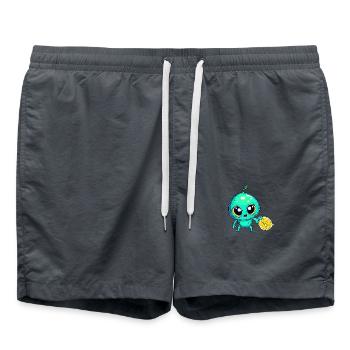 Alien Fruchtzauber: Süße Limone aus dem All - Badeshorts - Anthrazit - Vorne - AI Model Male 185 light (185cm)