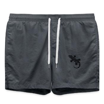 Süsser kleiner Gecko im Tribal Tattoo Style - Badeshorts - Anthrazit - Vorne - AI Model Male 185 light (185cm)