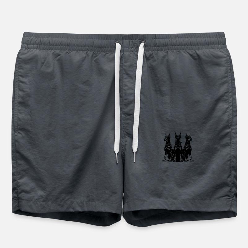 Drei wachsame Dobermänner Hunde - Badeshorts - Anthrazit