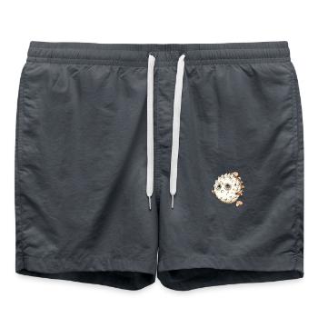 Mignon personnage de dessin animé de poisson-globe - Short de bain - charbon - Devant - AI Model Male 185 light (185cm)