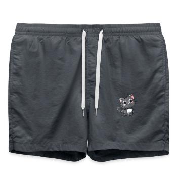 Chaton Gris Mignon Grands Yeux - Short de bain - charbon - Devant - AI Model Male 185 light (185cm)