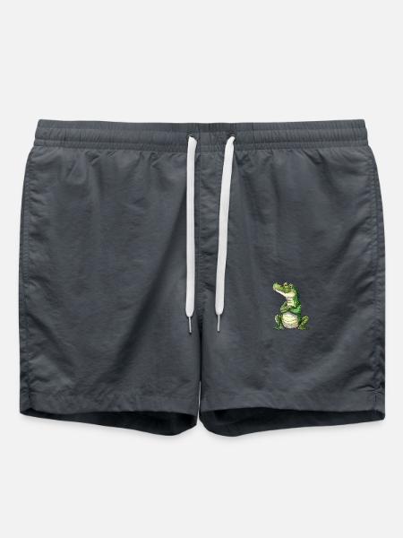 Lustiger Entspannter Krokodil Cartoon - Badeshorts - Anthrazit