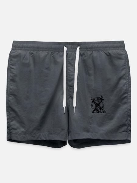Lustiger Bleistift Stier mit riesigen Hörnern - Badeshorts - Anthrazit