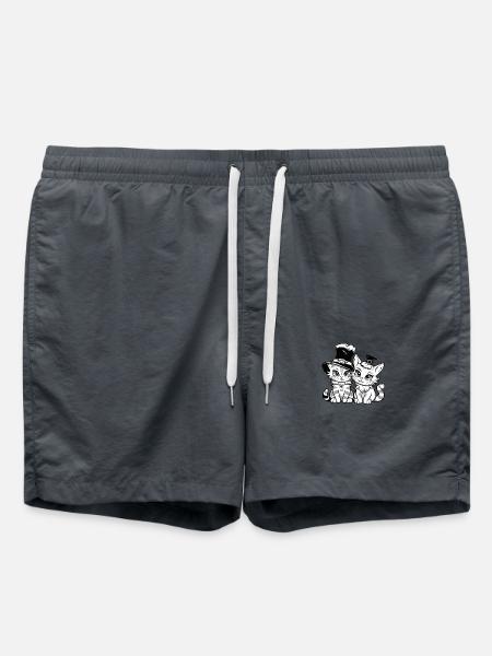 Zwei süsse Zauberkatzen mit Zauberhüten - Badeshorts - Anthrazit