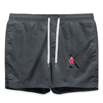 Elegant letter 'K' with flowers - Swim Trunks - anthracite - Front - AI Model Male 185 light (185cm)