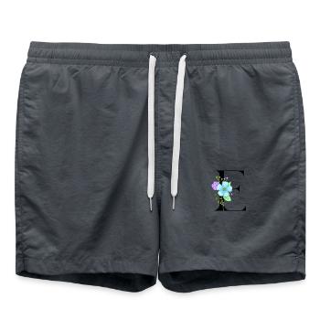 Elegant letter 'E' with flowers - Swim Trunks - anthracite - Front - AI Model Male 185 light (185cm)