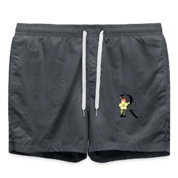 Elegant letter 'R' with flowers - Swim Trunks - anthracite - Front - AI Model Male 185 light (185cm)