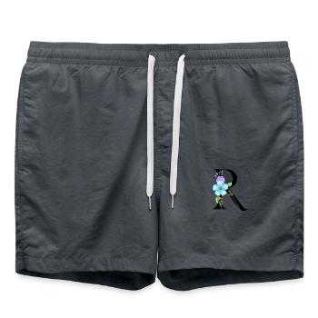 Elegant letter 'R' with flowers - Swim Trunks - anthracite - Front - AI Model Male 185 light (185cm)