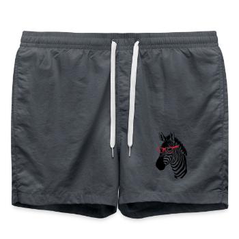 Zebra mit Brille - Badeshorts - Anthrazit - Vorne - AI Model Male 185 light (185cm)