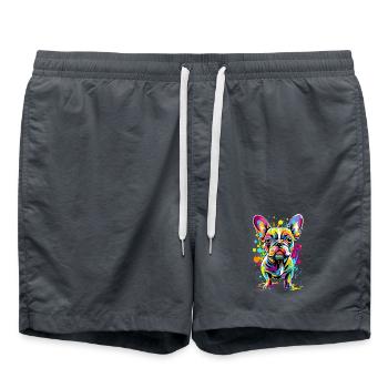 Französische Bulldogge Farbenfroh - Hunderasse - Badeshorts - Anthrazit - Vorne - AI Model Male 185 light (185cm)