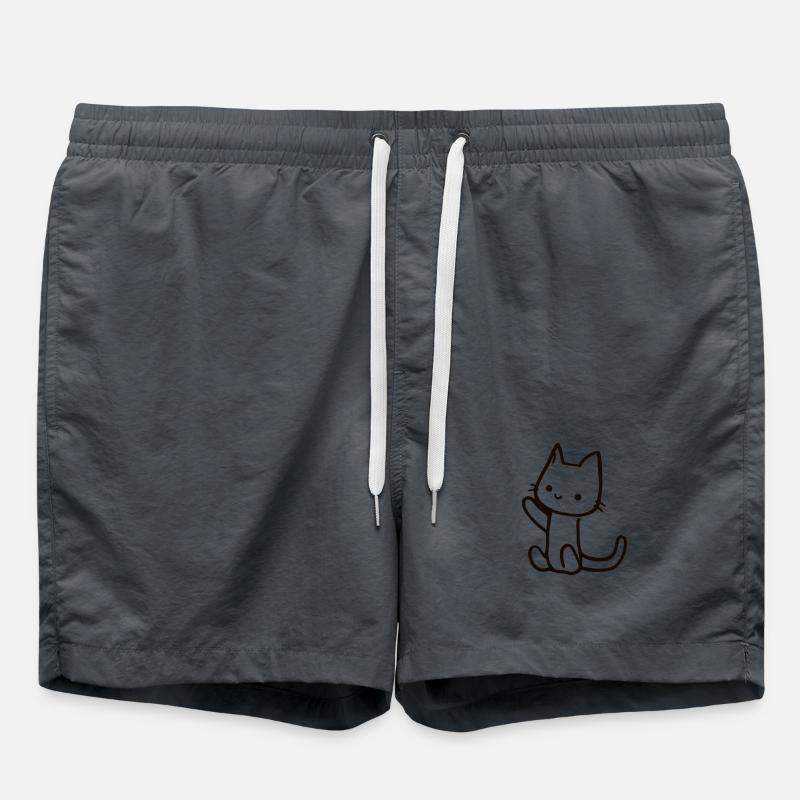 Cat sketch in linear style - Swim Trunks - anthracite