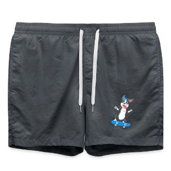 Verspielter Boston Terrier Skater Design - Badeshorts - Anthrazit - Vorne - AI Model Male 185 light (185cm)