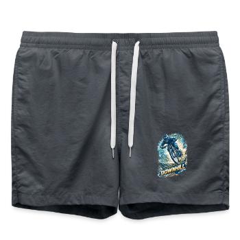 Downhill MTB Motivation – Mountainbike Spruch - Badeshorts - Anthrazit - Vorne - AI Model Male 185 light (185cm)