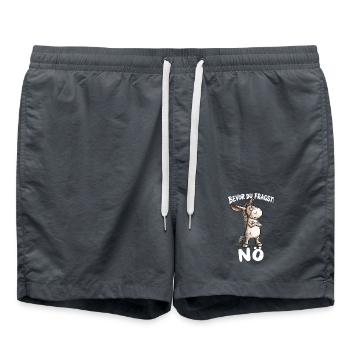 Bevor du fragst Nö Esel Sarkasmus Statement - Badeshorts - Anthrazit - Vorne - AI Model Male 185 light (185cm)
