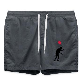 Grandpa with a balloon - Swim Trunks - anthracite - Front - AI Model Male 185 light (185cm)