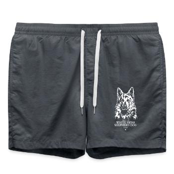 White Swiss Shepherd Dog Dad Schäferhund Wilsigns - Badeshorts - Anthrazit - Vorne - AI Model Male 185 light (185cm)