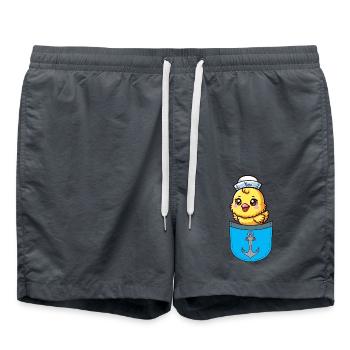 Sailor Maritime Chick Seafaring Sailor Child - Swim Trunks - anthracite - Front - AI Model Male 185 light (185cm)