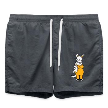 Hase Pferd reiten Reiter Pony Pferdchen winken Süß - Badeshorts - Anthrazit - Vorne - AI Model Male 185 light (185cm)