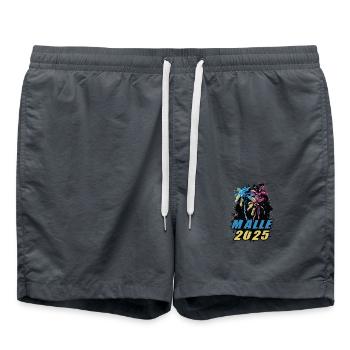 Malle 2025 Vacances Palmiers Coloré - Short de bain - charbon - Devant - AI Model Male 185 light (185cm)