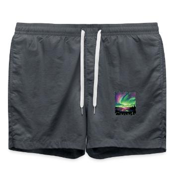 Saskatchewan Northern Lights in Grunge Style - Swim Trunks - anthracite - Front - AI Model Male 185 light (185cm)