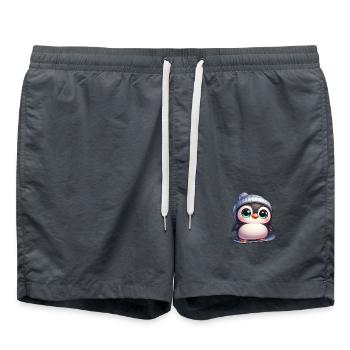 Süßer Pinguin Snowboard Winter Cartoon - Badeshorts - Anthrazit - Vorne - AI Model Male 185 light (185cm)