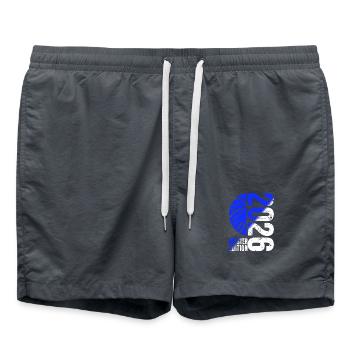 Basketball Meister Edition 2026 in Blau Weiss - Badeshorts - Anthrazit - Vorne - AI Model Male 185 light (185cm)