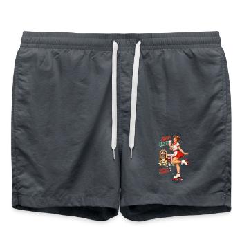 50s Diner Pin-Up on Roller Skates - Swim Trunks - anthracite - Front - AI Model Male 185 light (185cm)