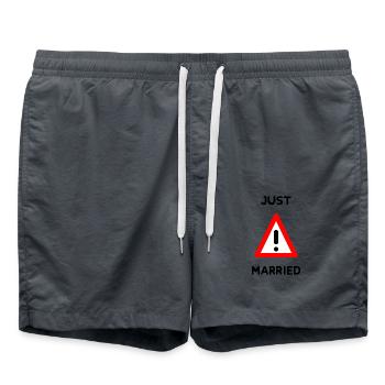 JUST MARRIED. bachelorette party. SAINT VALENTINE. COUPLE - Swim Trunks - anthracite - Front - AI Model Male 185 light (185cm)