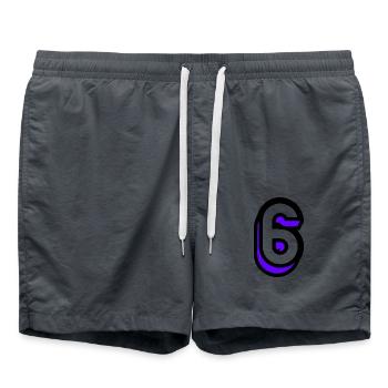 6 JAHRE. 6-jähriges Jubiläum. GEBURTSTAG 6 JAHRE. 6 - Badeshorts - Anthrazit - Vorne - AI Model Male 185 light (185cm)