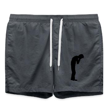 Depression crying standing - Swim Trunks - anthracite - Front - AI Model Male 185 light (185cm)