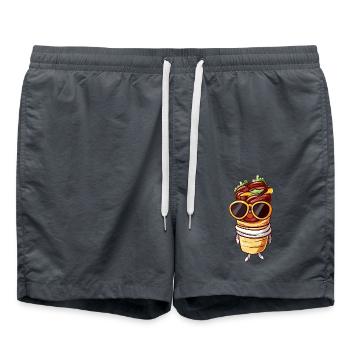 Cool Kawaii Doner Kebap with Sunglasses – - Swim Trunks - anthracite - Front - AI Model Male 185 light (185cm)