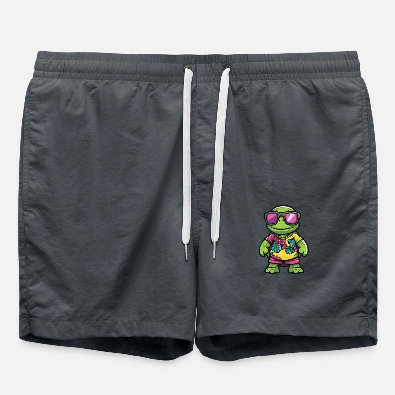 Tortue Bande dessinée Vacances - Short de bain - charbon